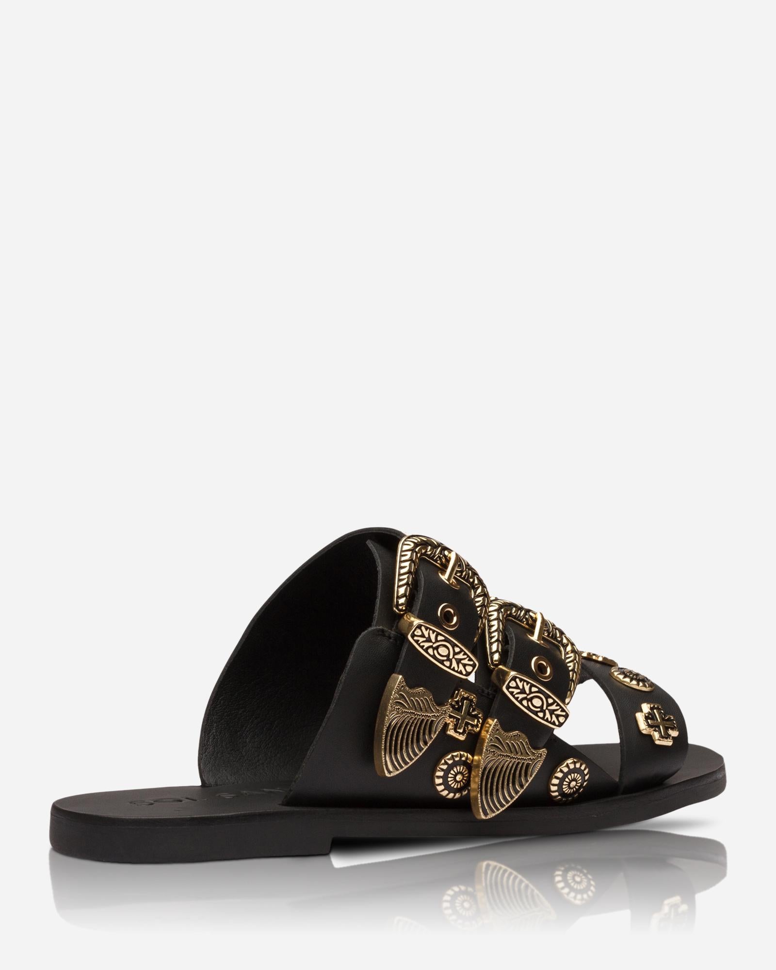 Eastwood Slide Black/Gold - Stylish and Comfortable Slides for Men & Women | Perfect for Beach, Pool, and Casual Wear