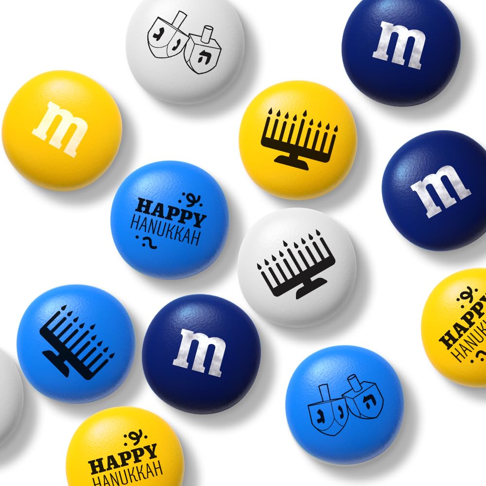 M&M’S Hanukkah Bulk Candy - 5 Pounds Kosher Certified Milk Chocolate Candies with Blue, Yellow & White Hanukkah Designs | Perfect for Party Favors, DIY Gifts, Candy Bowls, Holiday Celebrations & Jewish Festive Gatherings