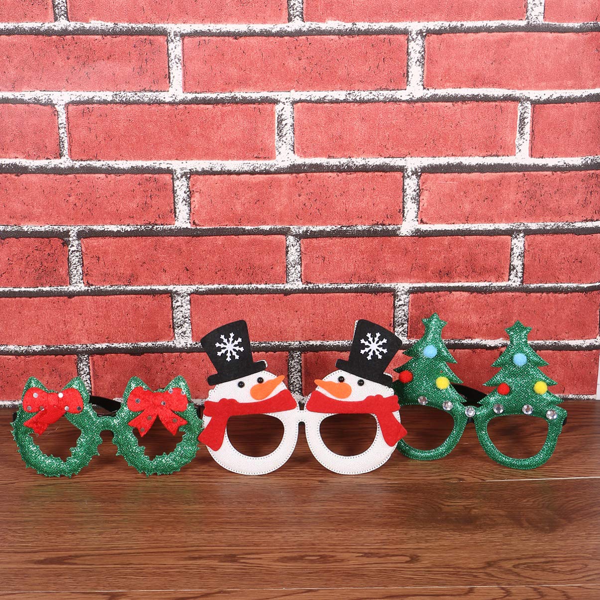 NUOBESTY 6pcs Christmas Party Glasses - Sparkly Holiday Eyewear for Kids, Festive Cocktail Party Accessories, Funny Xmas Fancy Dress Costume Frames - Perfect for Christmas Celebrations, Family Gatherings & Holiday Photo Booths