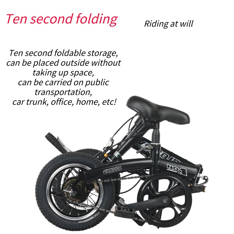 12 Inch Folding Bike for Adults & Teens - Compact Black Unisex Commuter Bike | Perfect for Urban Travel, Camping & Public Transport