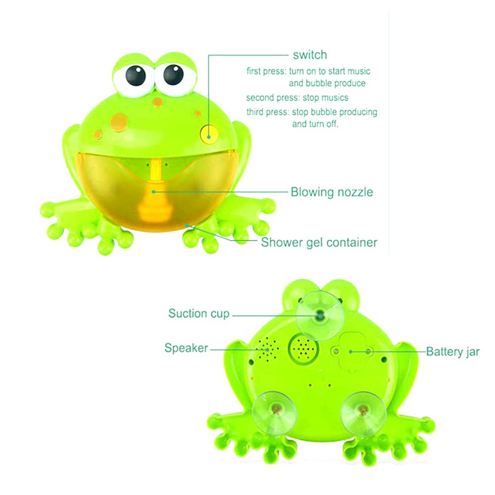 Frog Bubble Maker for Bath - Fun Foam Blower & Bubbling Machine with Nursery Rhyme Music - Best Bathtub Toy for Babies & Kids - Perfect for Happy Tub Time & Sensory Play