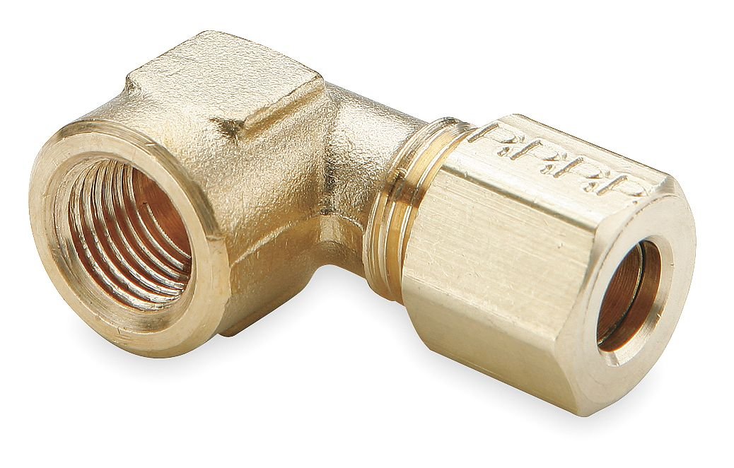 PARKER Compression Female Elbow Fitting - Brass 90 Degree Connector for Hydraulic & Pneumatic Systems - Perfect for Plumbing, HVAC, and Industrial Applications