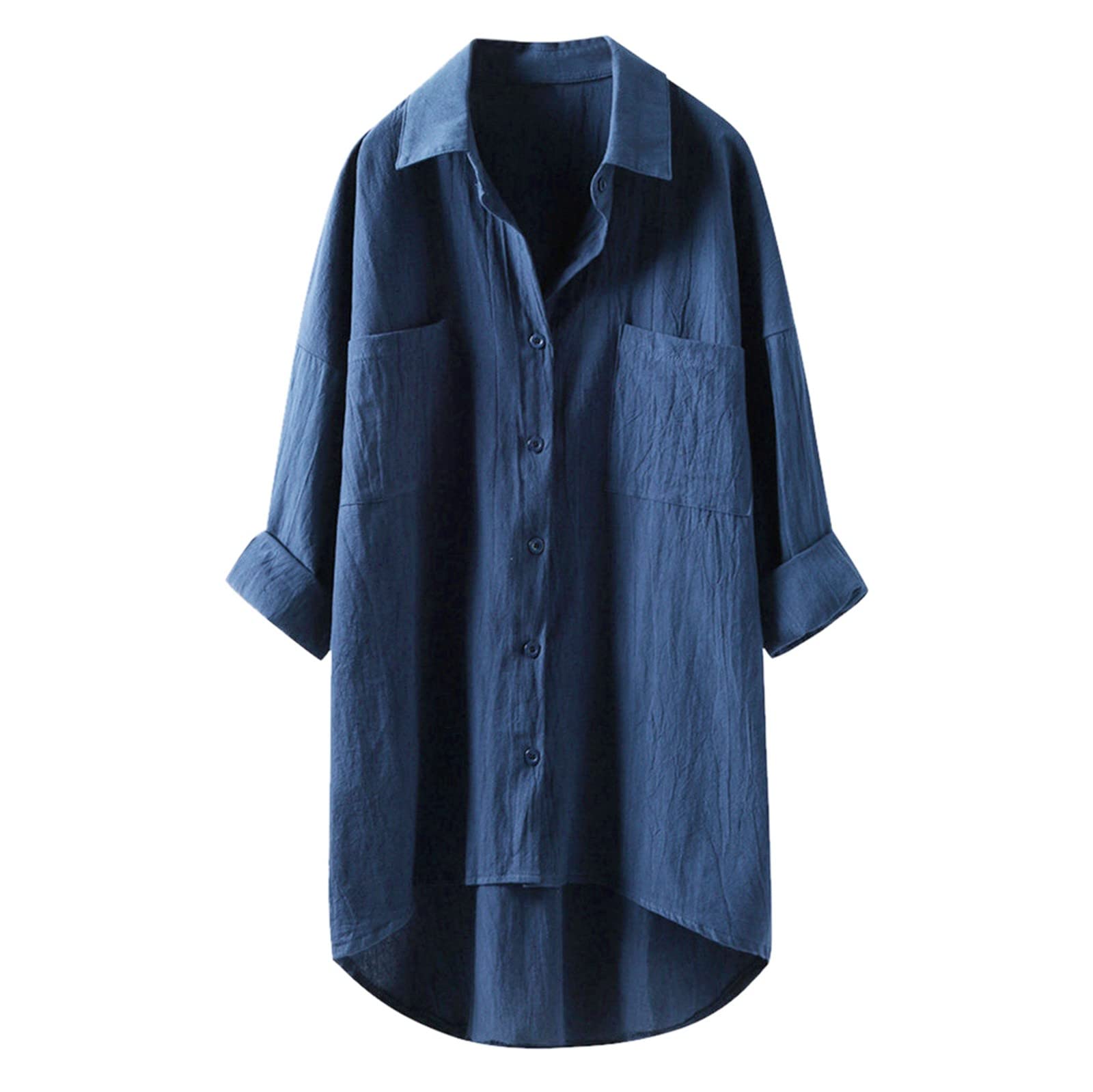 Women's Linen Button Down Blouse - Casual Long Sleeve Shirt with Extra Length | Perfect for Office Wear, Summer Outfits & Layering Essentials