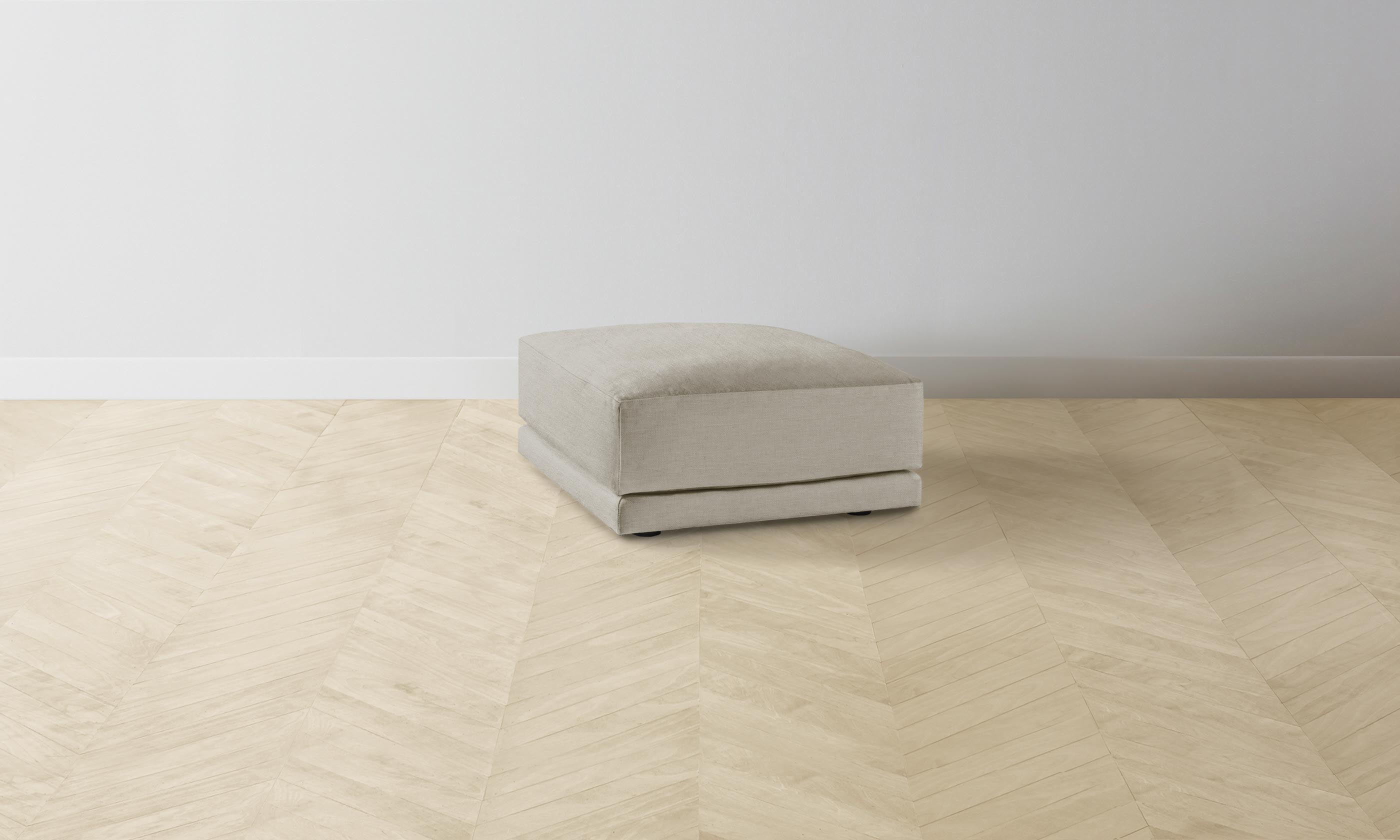 The Jones Ottoman - Performance Linen Weave Beige Storage Bench | Modern Living Room Furniture for Small Spaces | Perfect for Home Decor & Extra Seating