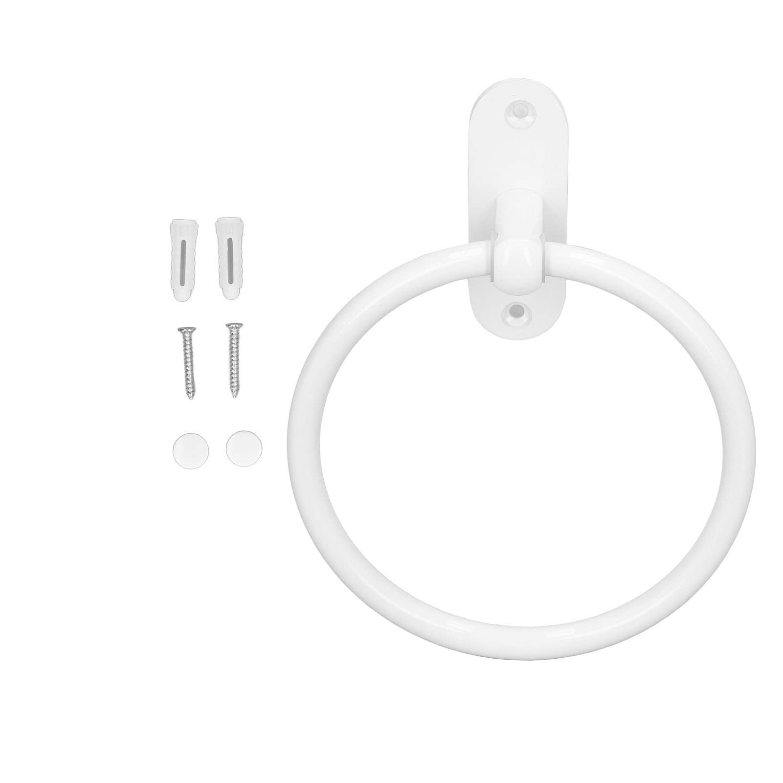 Felenny Aluminum Alloy Round Bathroom Towel Holder - Space Saving White Elegant Style Hand Towel Ring for Hotel & Home Use - Perfect for Bathroom, Kitchen, and Guest Room Organization