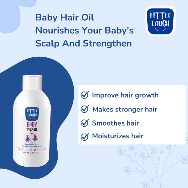 Little Laugh Baby Shampoo 250ml & Hair Oil 100ml Combo Set - Gentle Nourishing Care for Newborn & Infant Delicate Hair - Perfect for Daily Bath Time & Baby Hair Care Routine