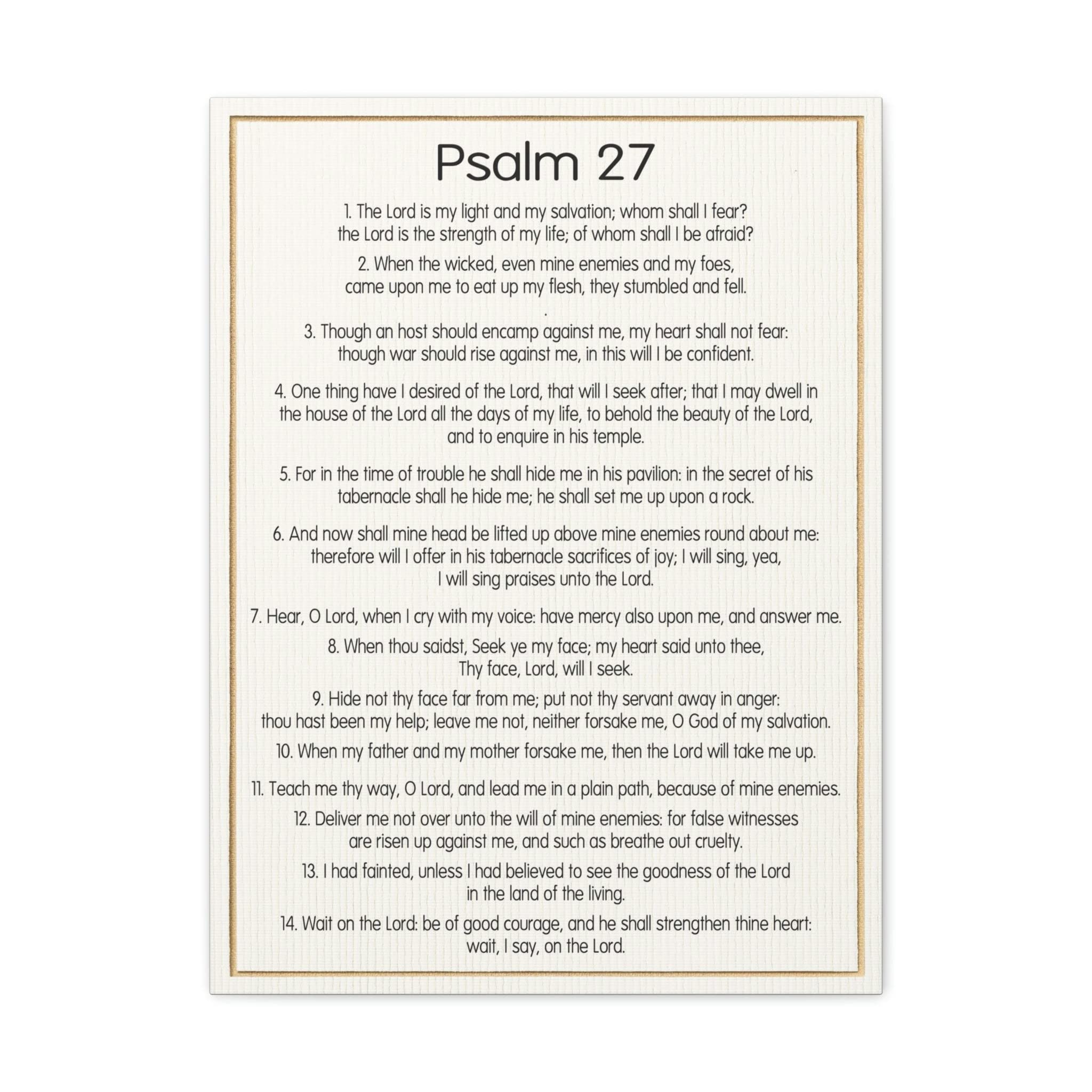 Bible Verse Canvas Art - Psalm 27 Fearless Trust in God - Christian Wall Decor for Home, Office & Church - Inspirational Scripture Gift for Faith & Encouragement