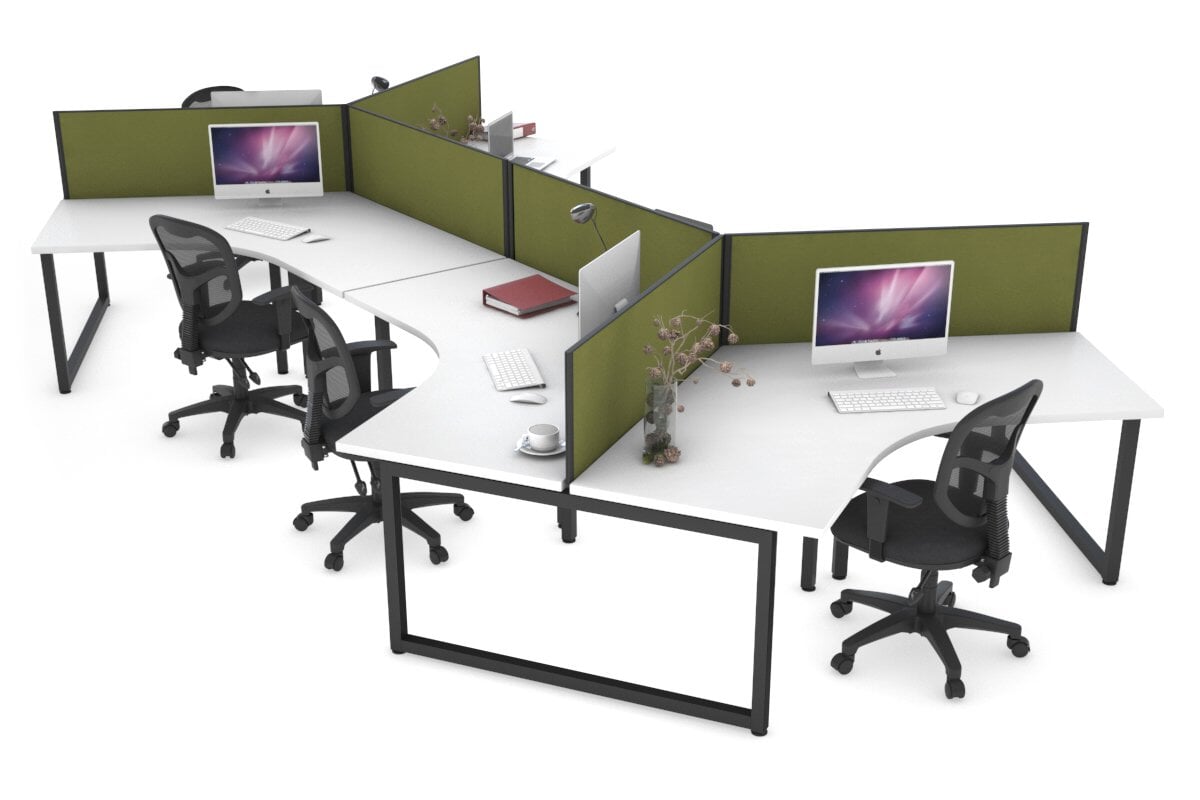 Quadro Loop Legs 6 Person 120 Degree Office Workstation - Modular Office Desk System for Collaborative Workspaces, Team Meetings & Open Office Environments