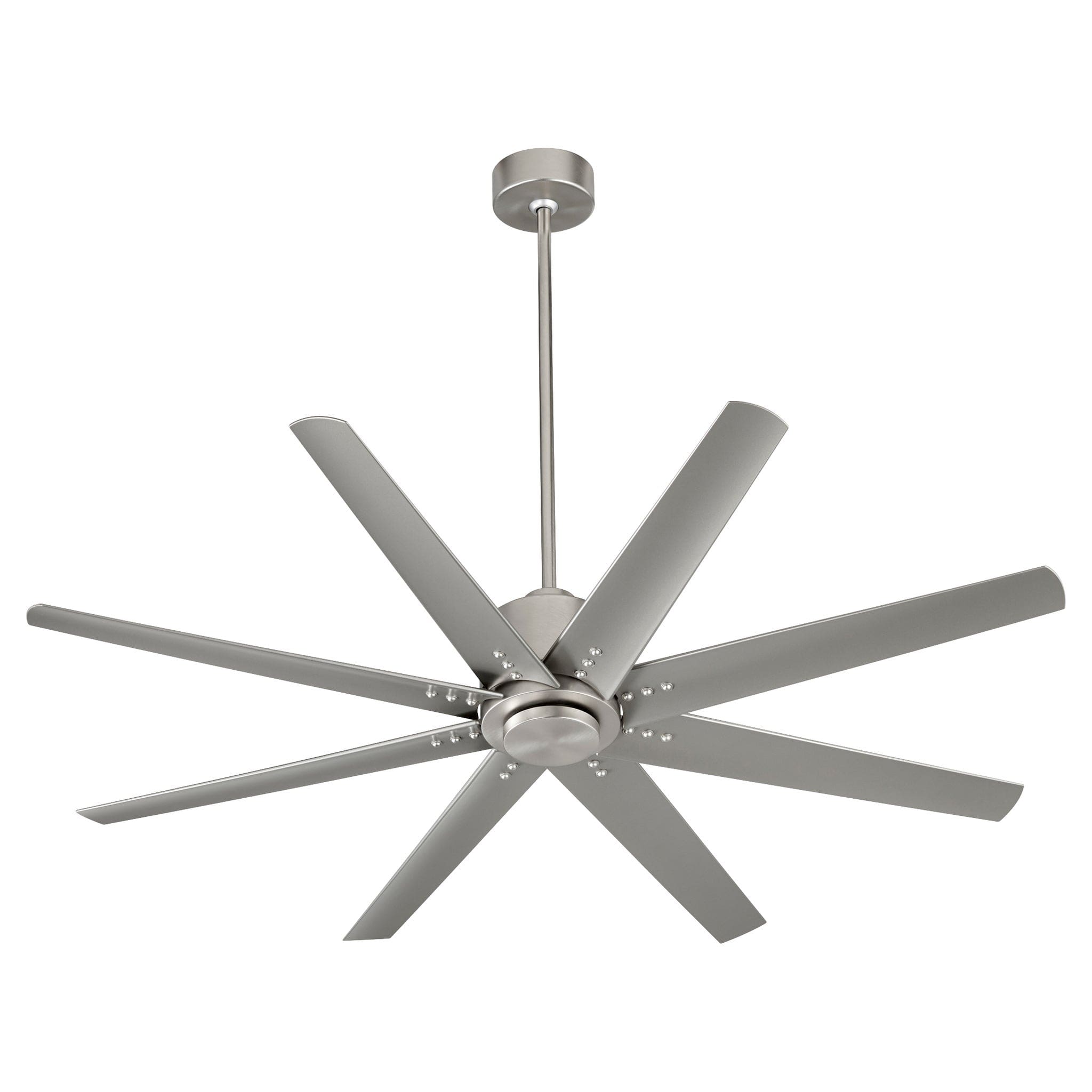 56 Inch 8-Blade Ceiling Fan with Remote Control - Oxygen FLEET 3 112 24 in Silver & Satin Nickel Finish | Perfect for Living Room, Bedroom, and Indoor Spaces