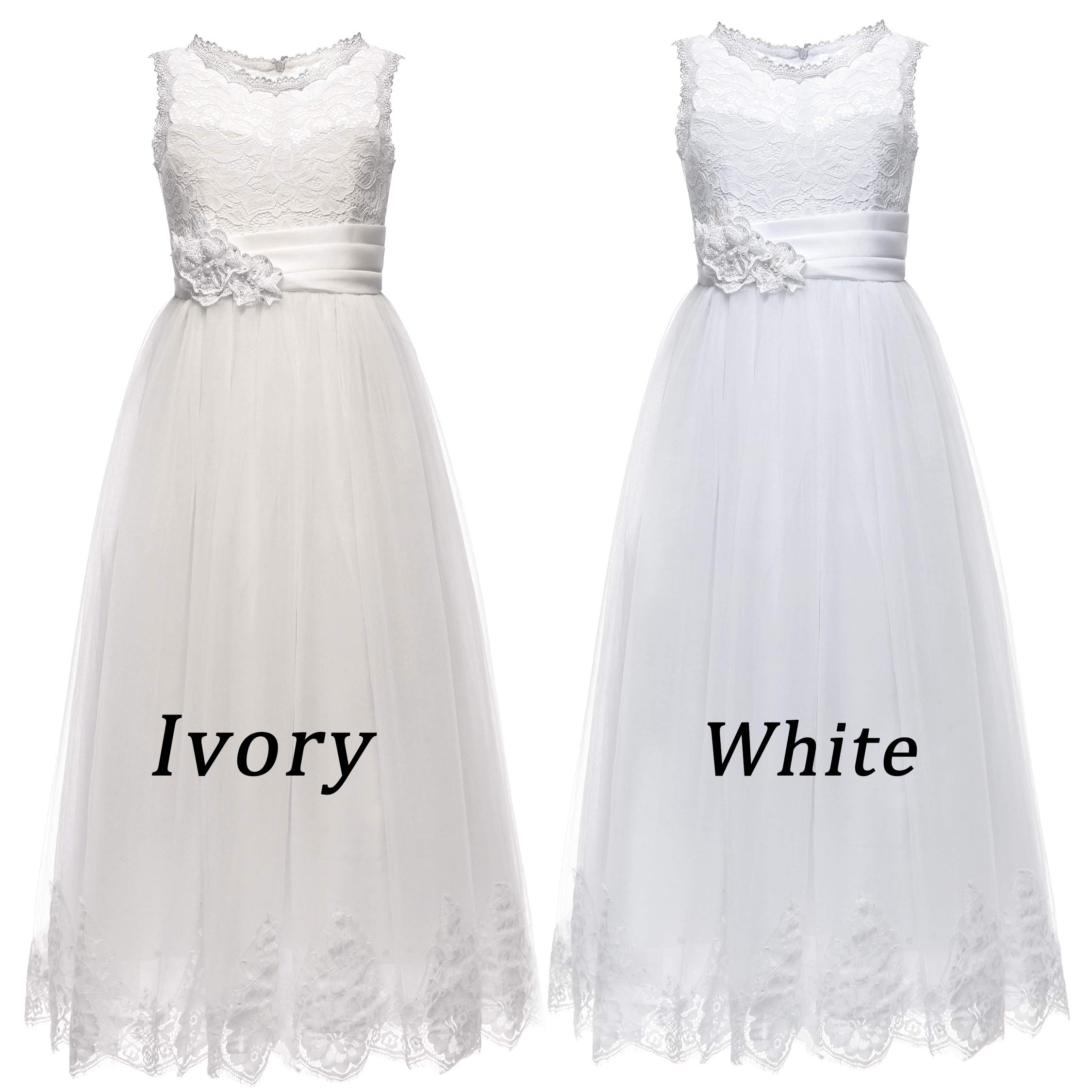 Lace Embellished A-Line Sleeveless Girls Wedding Party Dresses - Elegant Flower Girl Dress for Bridal, Baptism, First Communion & Special Occasions