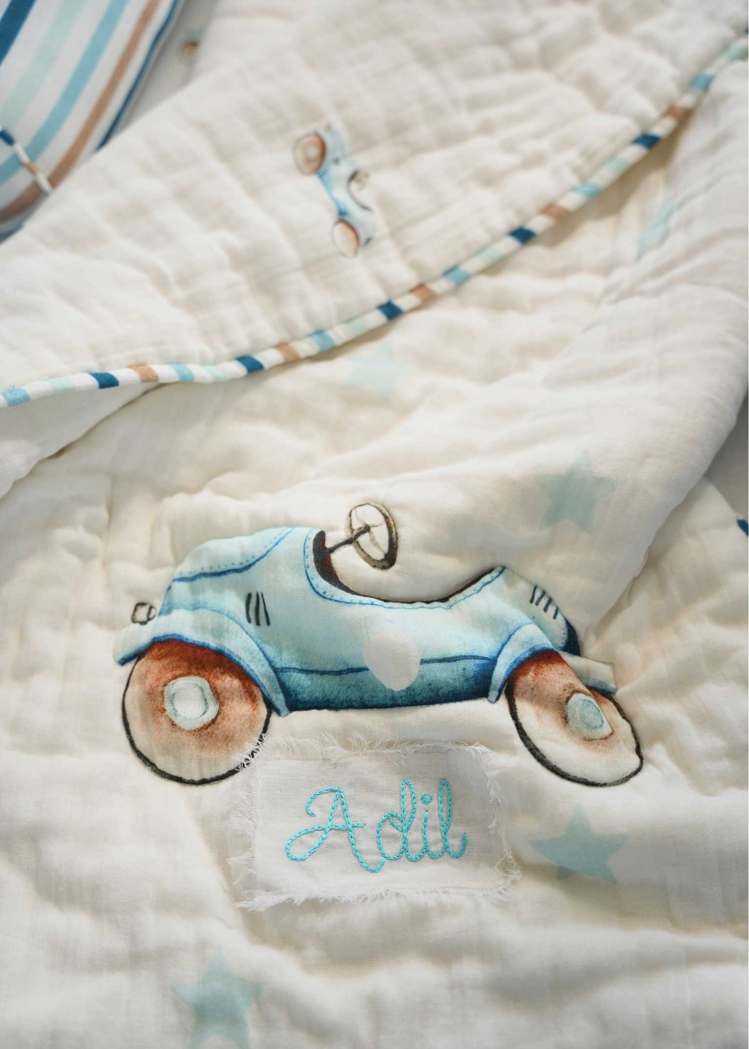 Roadster Complete Baby Cot Bedding Set with Soft Bumper - Premium Nursery Bedding for Newborns & Toddlers | Perfect for Cribs, Daycare & Nursery Decor