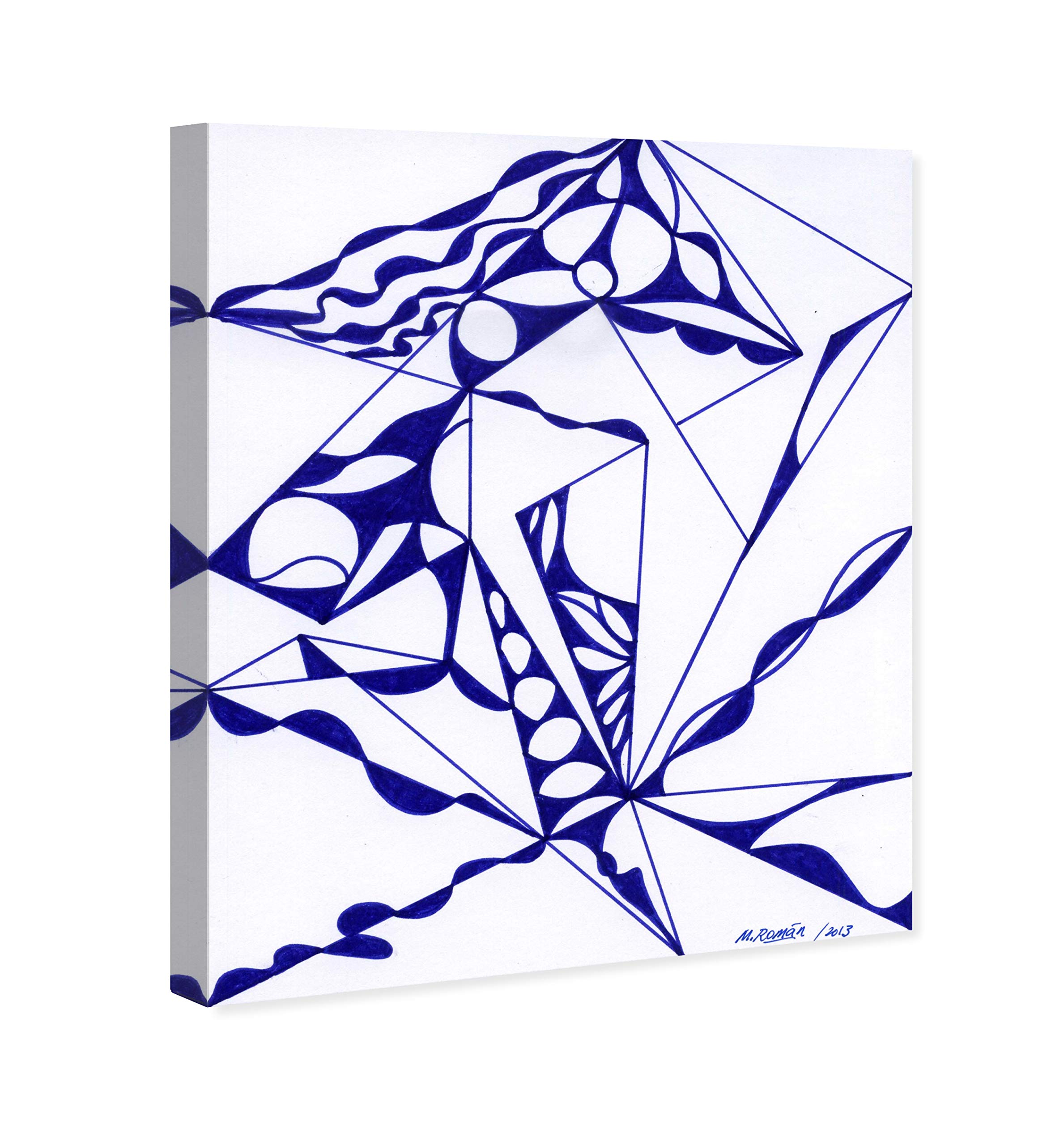 Abstract Wall Art Canvas Print 'Manuel Roman Quartz' - Blue & White Modern Home Decor - 30