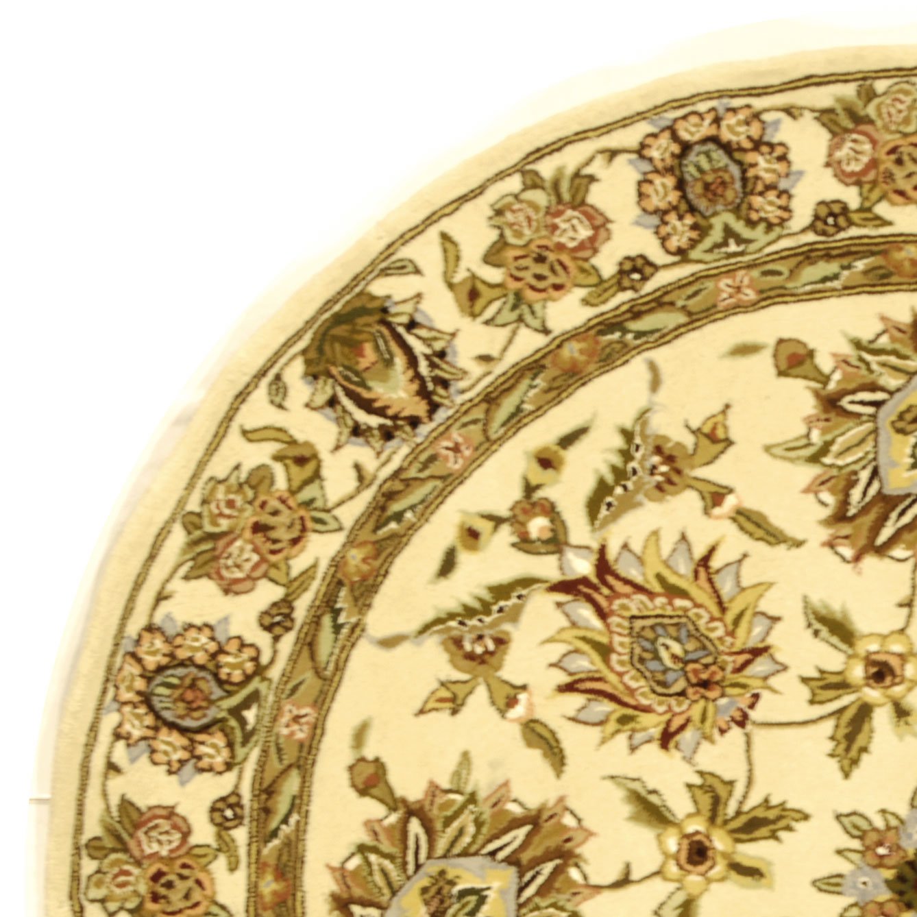SAFAVIEH Traditions Collection 6-Foot Round Ivory Wool Area Rug - Handmade Oriental Premium Carpet for Living Room, Bedroom & Dining Room Decor
