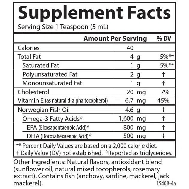 Carlson The Very Finest Fish Oil Liquid - Wild Caught Omega 3 Supplement for Heart, Brain & Joint Health - Lemon Flavor for Easy Consumption - Perfect for Daily Wellness & Active Lifestyle