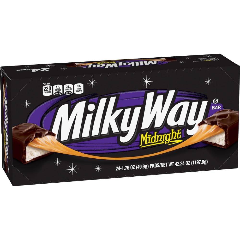 Dark Chocolate Milky Way Candy Bars Bulk Pack - 24 Full Size 1.76oz Bars | Midnight Snack, Office Treats, Halloween Candy & Party Favors