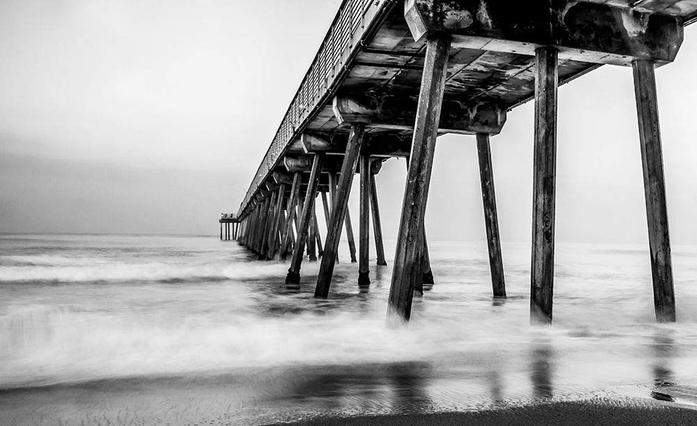 Bill Carson Photography Under The Pier Poster Print - 18x12 Inches - Coastal Beach Wall Art Decor for Living Room, Bedroom & Office