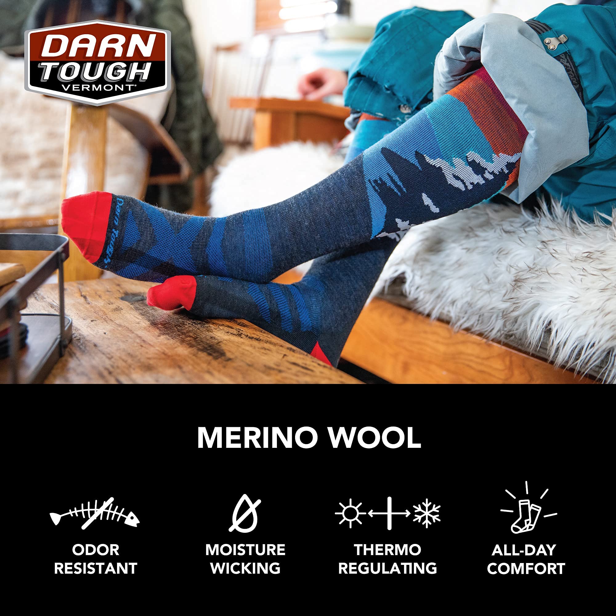 Darn Tough Captain America Ultra Light Socks for Men - Moisture Wicking Hiking & Running Socks - Perfect for Outdoor Adventures & Workout