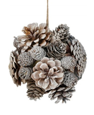 5 Pack Pine Cone Orb Ornaments - Christmas Tree Decorations, Rustic Holiday Decor for Home, Party, and Festive Seasonal Displays