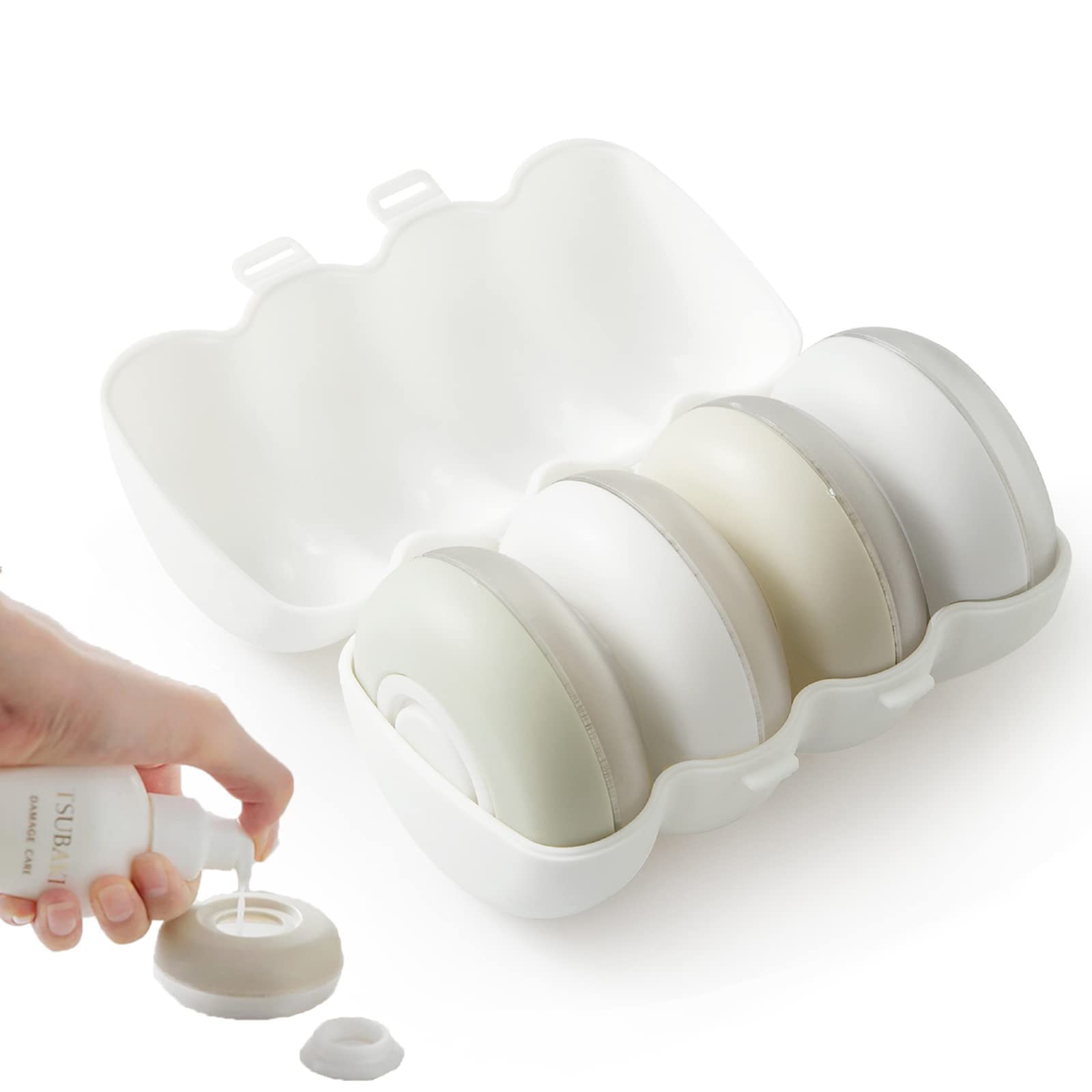 Collapsible Travel Bottles Set of 4 - Round Push-Type Liquid Containers with Case | Portable Toiletries for Airplane, Gym & Vacation | TSA Approved Leak-Proof Cosmetic Storage Solution