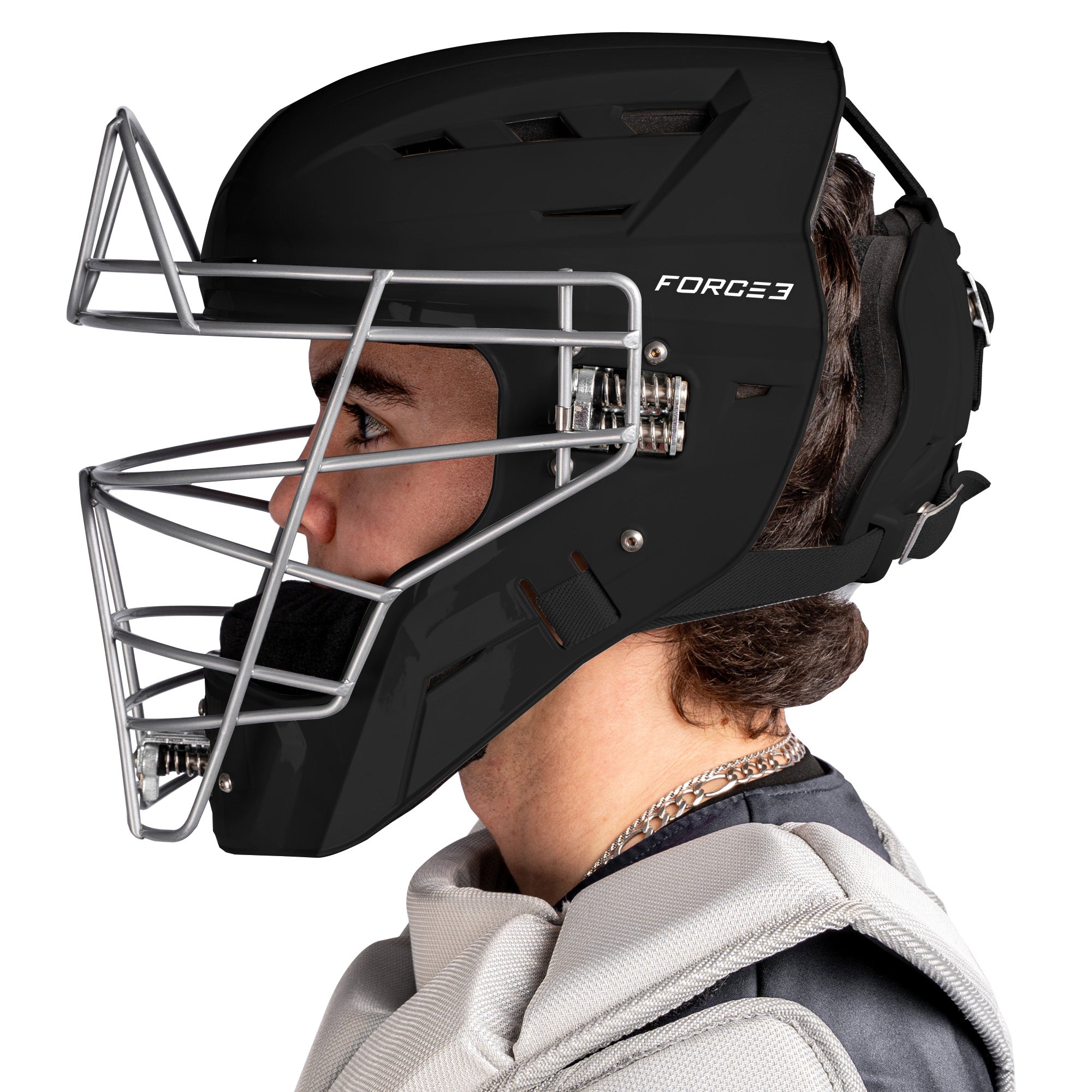 FORCE3 Defender Catcher's Helmet - NOCSAE Certified Baseball Catcher Gear for Maximum Protection | Perfect for Youth & Adult Baseball, Softball Games & Training Sessions
