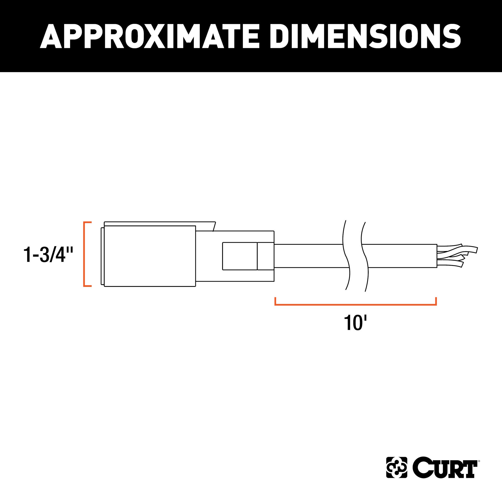 CURT 56623 7-Pin RV Blade Trailer Wiring Harness Plug Replacement - 10-Foot Blunt-Cut Wires with Box | Heavy-Duty Towing Connector for Travel Trailers, Campers & Boat Trailers