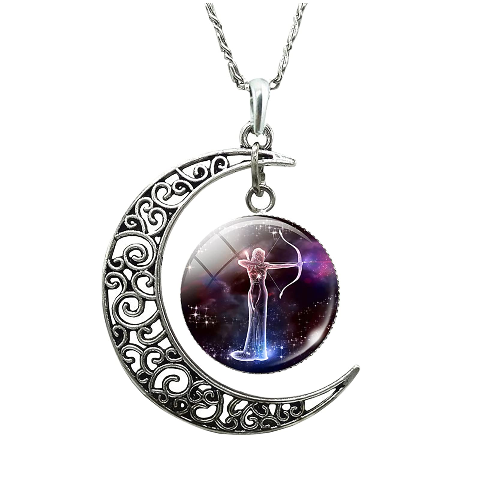 12 Moon Necklace for Women - Zodiac Constellation Pendant Gift for Her, Mom, Girlfriend - Personalized Initial Necklace Jewelry for Birthdays, Anniversaries & Special Occasions
