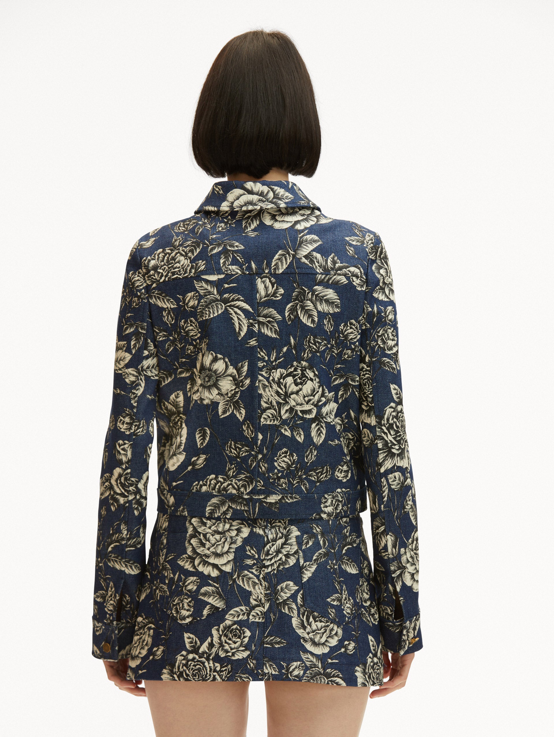 Stylish Rose Printed Denim Jacket for Women - Trendy Floral Embroidered Denim Jacket - Casual Spring & Fall Outerwear for Streetwear, Dating, and Outdoor Activities