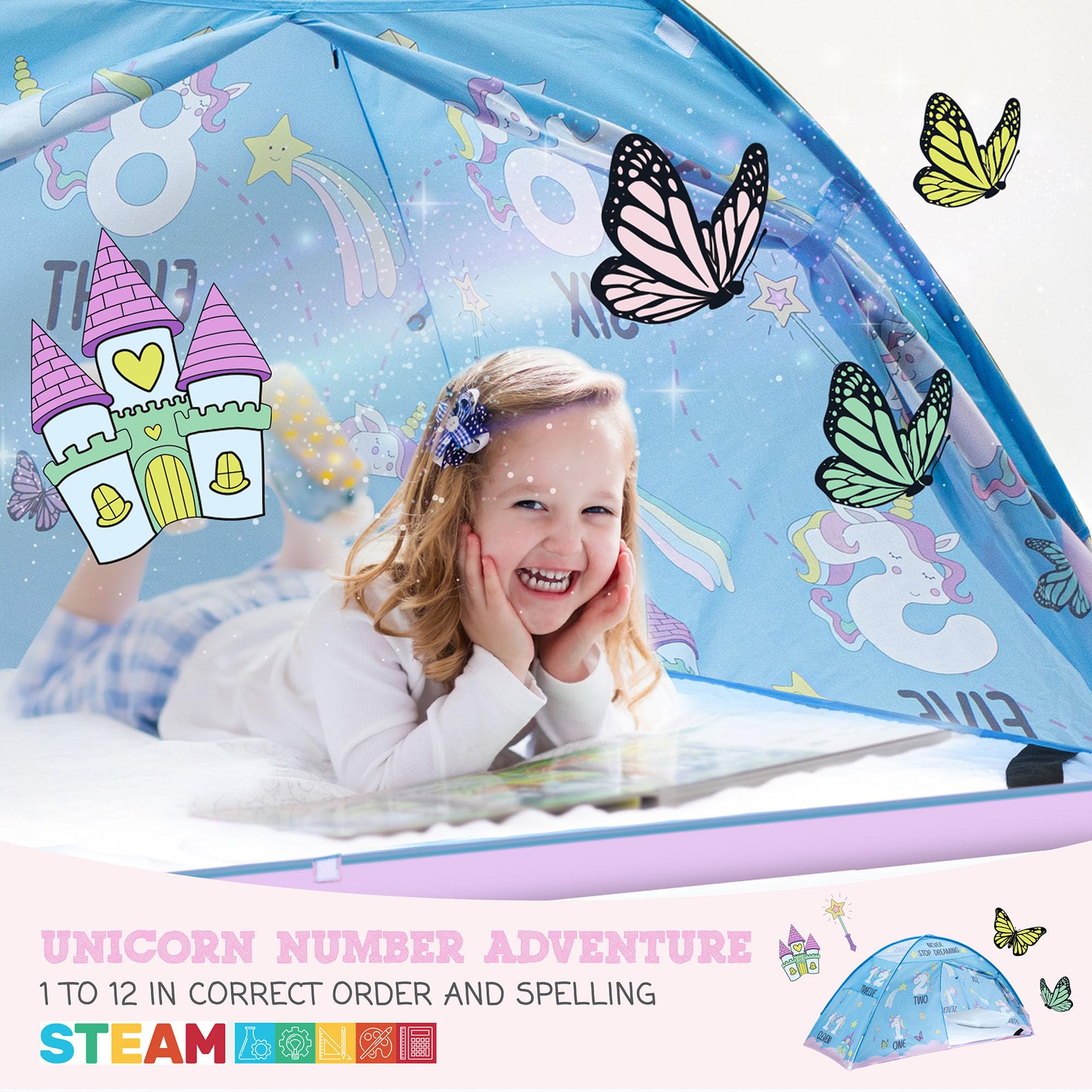 Pink Unicorn Bed Tent for Kids - Magical Dream Canopy for Girls & Boys - Perfect for Bunk Beds & Indoor Play