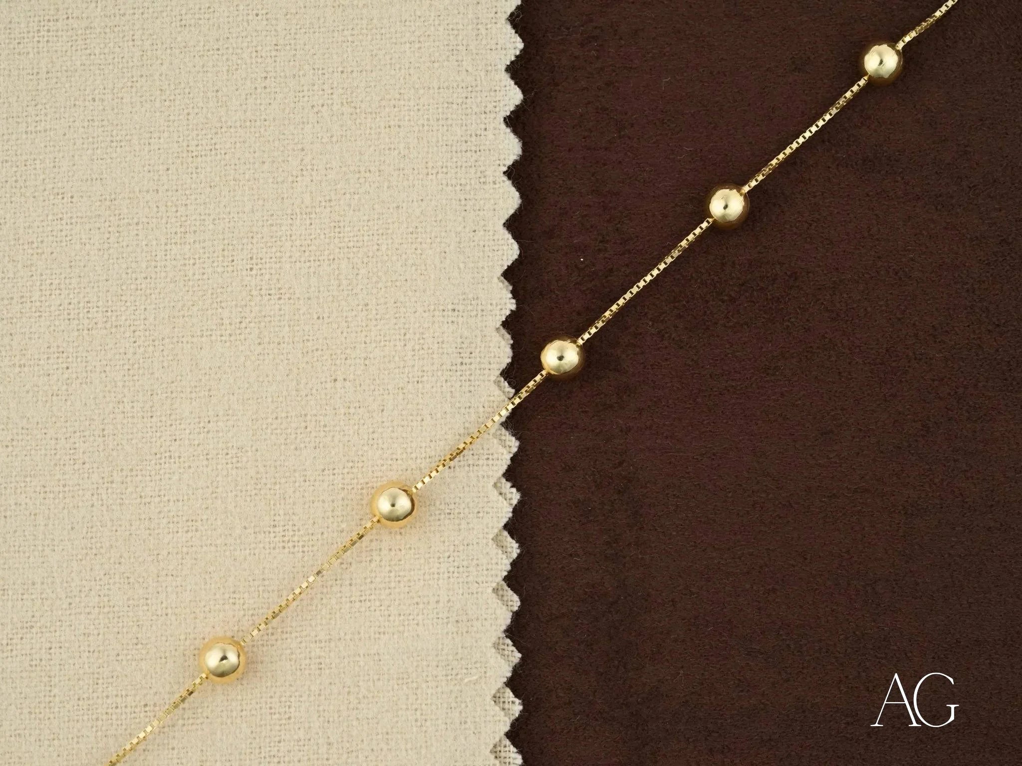 18K Gold Bracelet with Polished Spheres - Elegant & Dainty Jewelry for Women - Perfect for Weddings, Parties & Everyday Wear