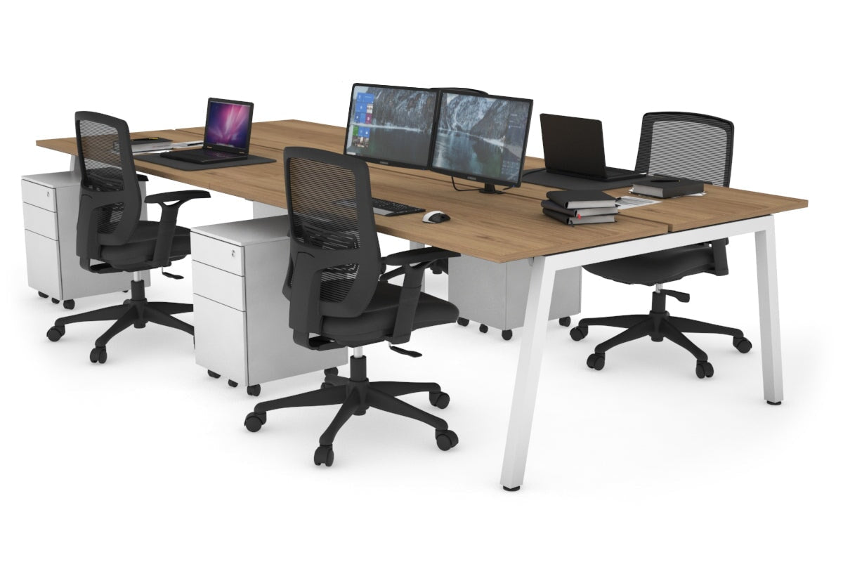 Quadro 4-Person Office Workstation Desk - 1600L x 700W Dimensions - Perfect for Team Collaboration, Open Office Spaces & Shared Workstations