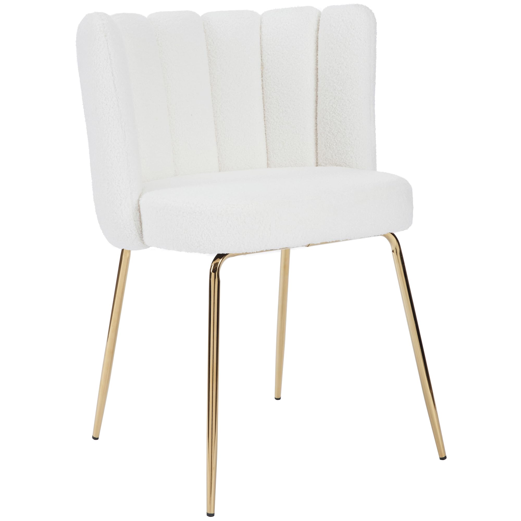 Modern White Dining Room Chairs Set of 2 - Upholstered Accent Side Chairs with Gold Metal Legs for Kitchen, Living Room & Dining Room - Perfect for Small Spaces, Breakfast Nooks and Contemporary Home Decor