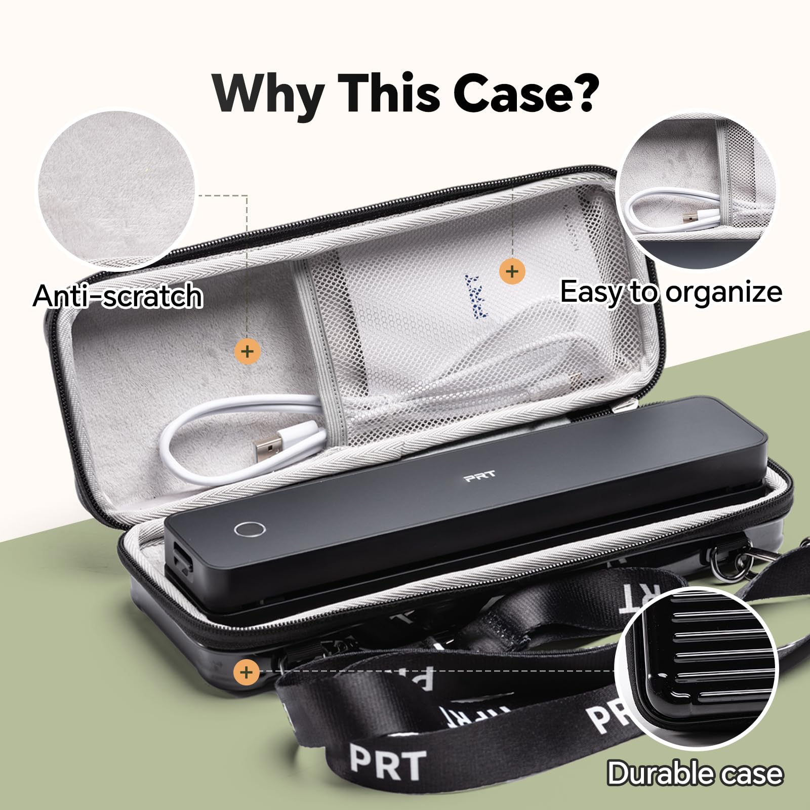 Durable Black Storage Case for MT610 & MT610 Pro Thermal Printers | Portable Carrying Case for Printer & Accessories | Perfect for Office, Warehouse & On-the-Go Printing Needs