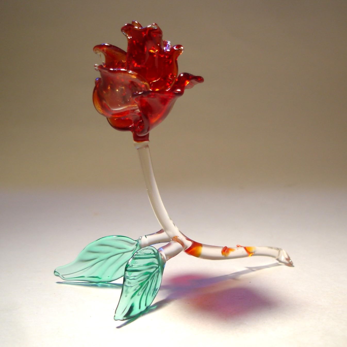 Handmade Blown Glass Red Rose - Elegant Home Decor, Wedding Gift, Anniversary Present for Her - Perfect for Centerpieces, Valentine's Day & Romantic Occasions