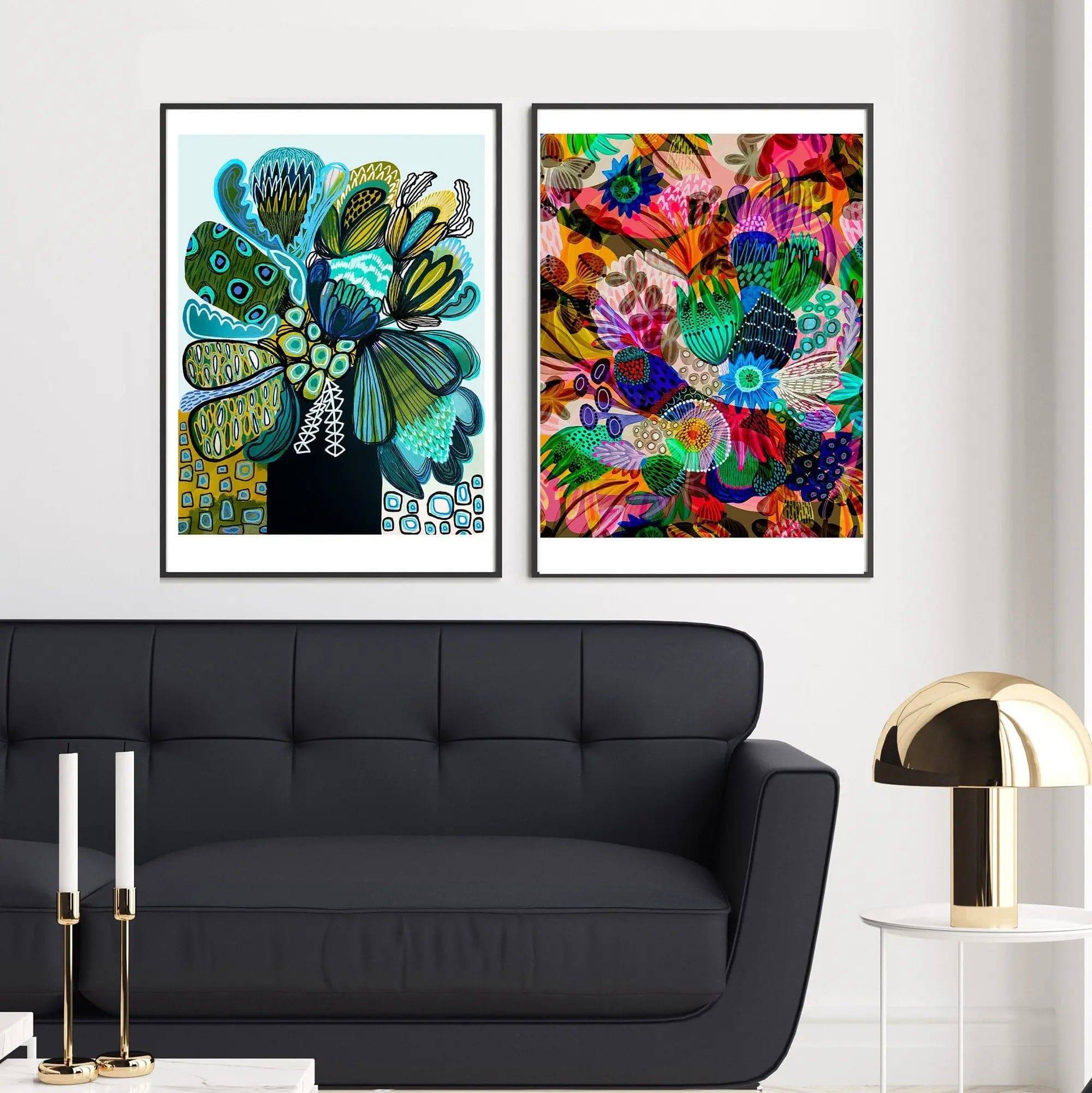 Azure Flowers and Garden of Eden Wall Art Prints - Stunning Botanical Canvas Paintings for Home & Office Decor | Perfect for Living Room, Bedroom, Kitchen Decor