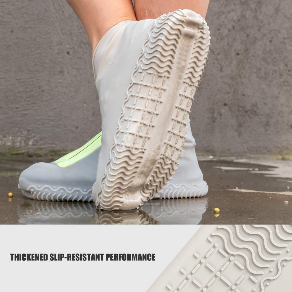 **Waterproof Silicone Shoe Covers - Reusable, Non-Slip Rain Boots with Zipper for Men, Women & Kids - Foldable Shoe Protectors for Outdoor, Hiking & Commuting (1 Pair)**