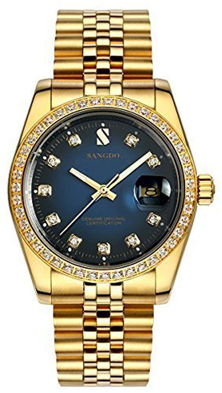 Premium Men's Automatic Self-Winding Watch - Stainless Steel Calendar Display, Water Resistant, Gold Tone | Perfect for Business, Outdoor Activities & Luxury Gifts for Him
