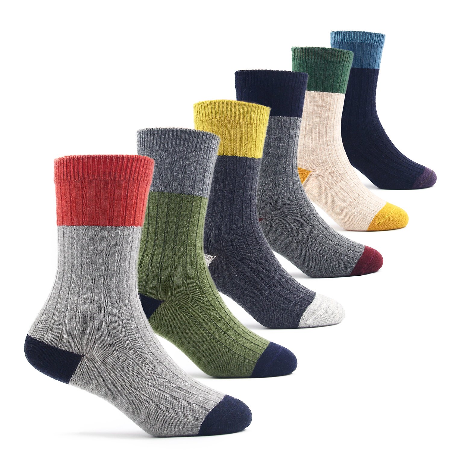 HowJoJo Boys Wool Socks - 6 Pack Kids Winter Warm Thermal Crew Socks for Boys - Perfect for School, Outdoor Activities & Cold Weather Comfort