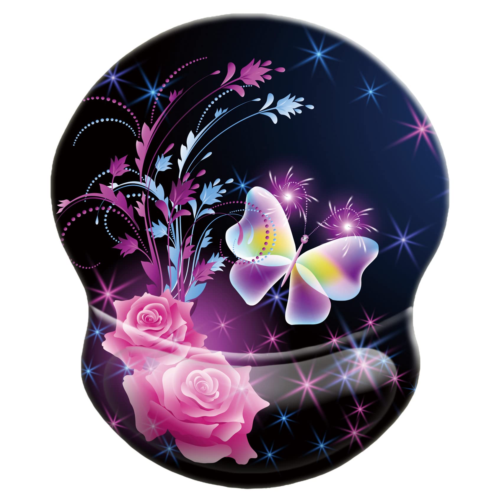 Ergonomic Wrist Mouse Pad with Comfortable Wrist Rest Support - Smooth Cloth Gaming Mouse Pad for Computer, Laptop, Office & Home Use - Perfect for Long Work Hours, Gaming Sessions & Typing (Flower Butterfly Design)
