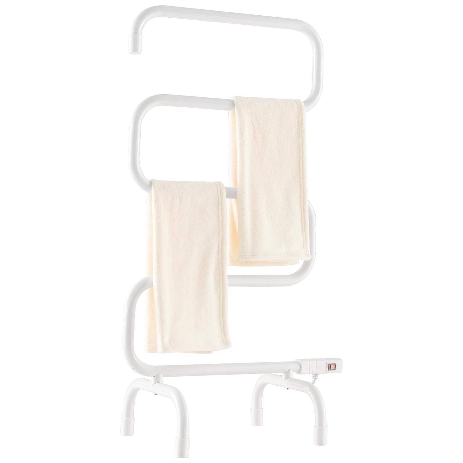 Tangkula Electric Towel Warmer - Fast Heating 15 Min, S-Shaped Heated Towel Rack with Built-in Switch & Constant Temperature Control, Freestanding or Wall-Mounted Bathroom Towel Dryer (White) - Perfect for Spa, Luxury Hotels & Cozy Home Bathrooms