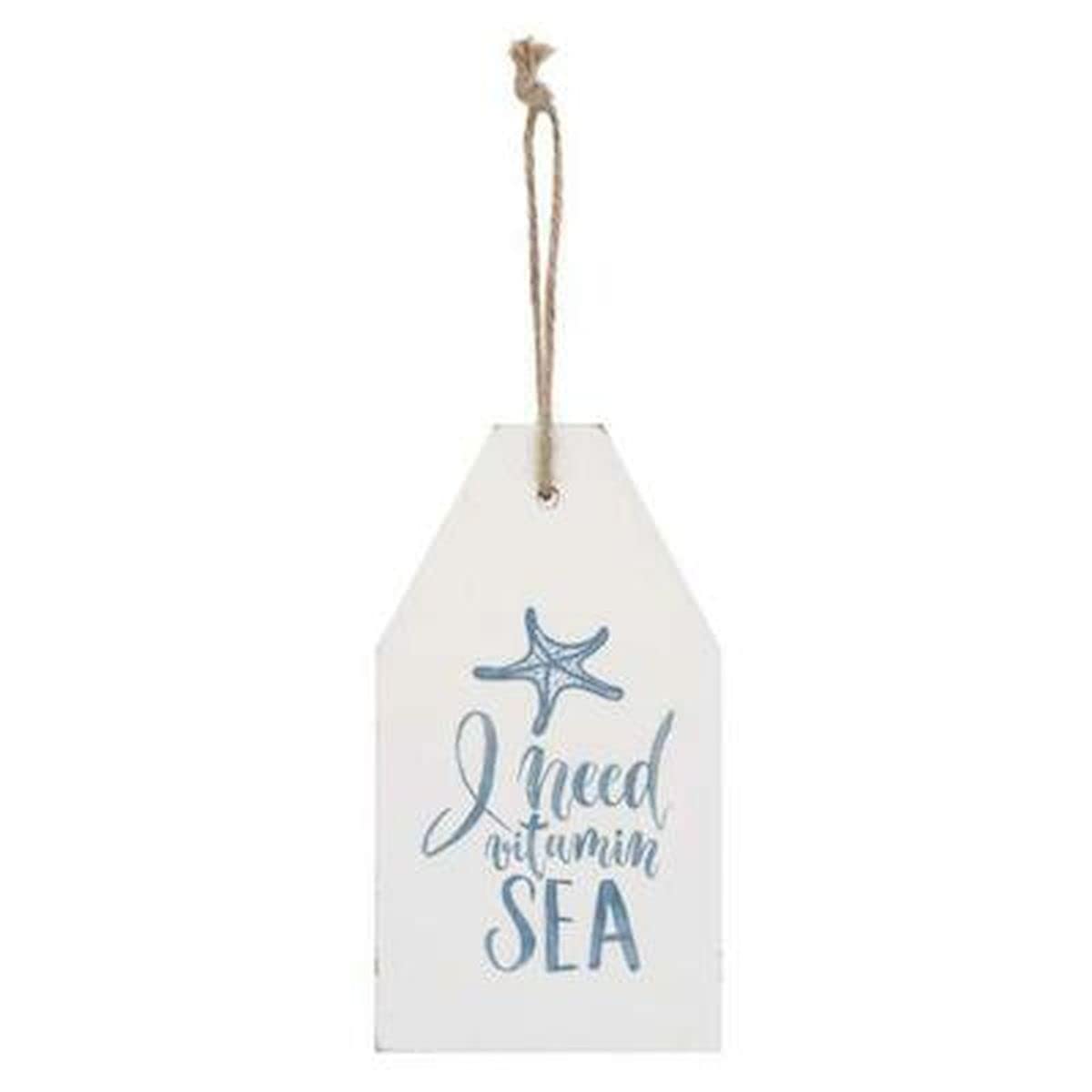 Vitamin Sea Tag Shaped Ornament - Beach Themed Home Decor for Coastal Living, Vacation Vibes & Nautical Gifts