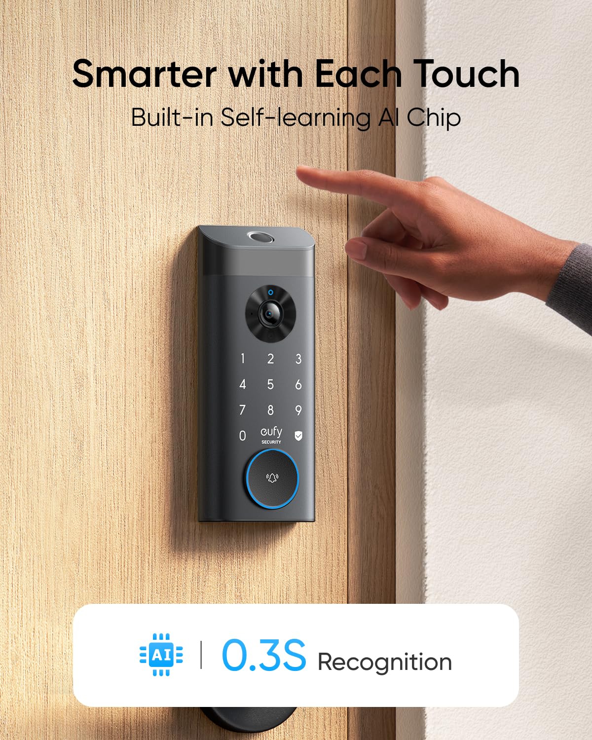 eufy Security Video Smart Lock E330 - 3-in-1 Smart Door Lock with Camera, Doorbell & Fingerprint Keyless Entry | Built-in WiFi Deadbolt | Easy Installation for Front Door Security | Perfect for Home, Apartment & Airbnb Smart Access Control