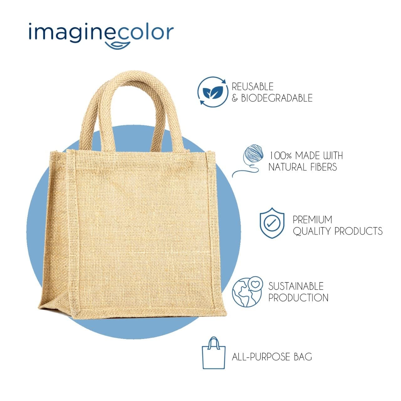 Eco-Friendly Medium Jute Burlap Tote Bags - Reusable & Biodegradable Wedding Favors, Welcome Gifts & Party Supplies for Sustainable Events