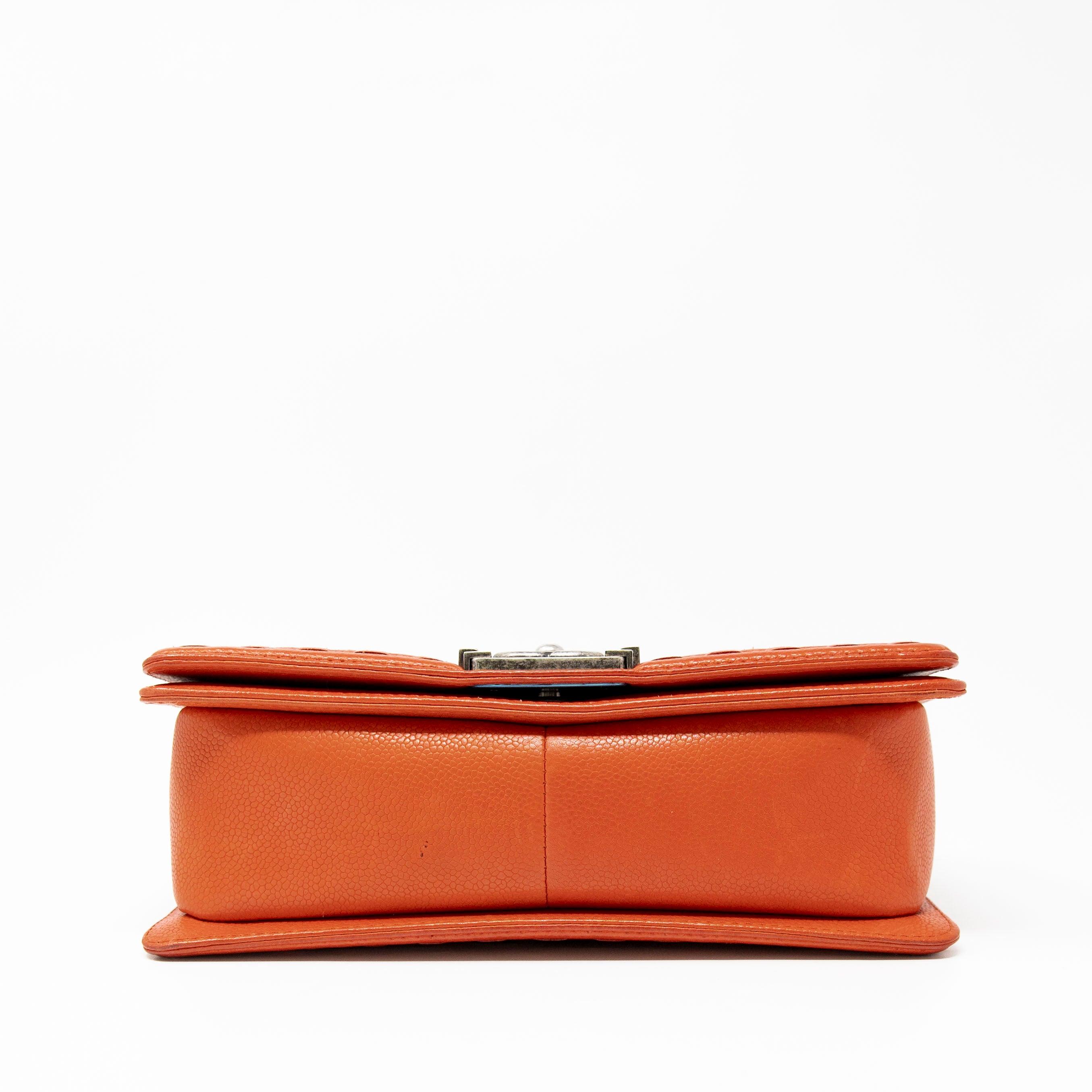 Chanel Orange Medium Whipstitch Boy Bag - Luxury Leather Crossbody Handbag for Women | Perfect for Parties, Date Nights & Special Occasions