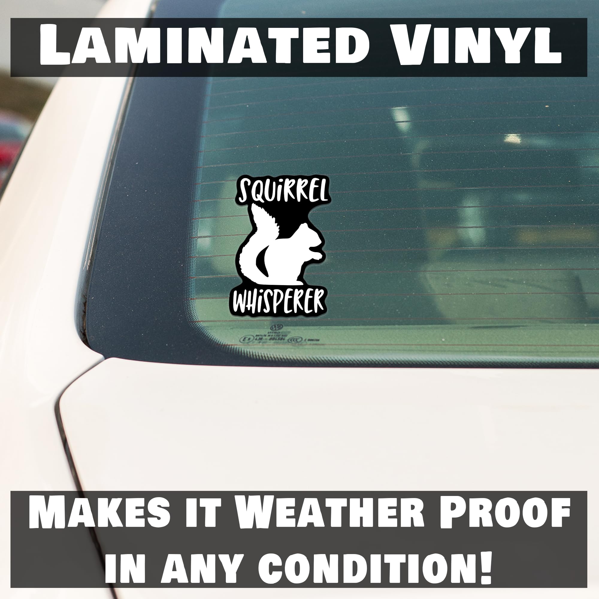 Squirrel Whisperer Vinyl Decal Sticker - 5.5 Inch White Waterproof Sticker for Cars, Trucks, Vans, SUVs, Windows, Walls, Cups & Laptops - Durable Removable Adhesive Vinyl (KCD2410) - Perfect for Outdoor Decor, Personalization & Gifts