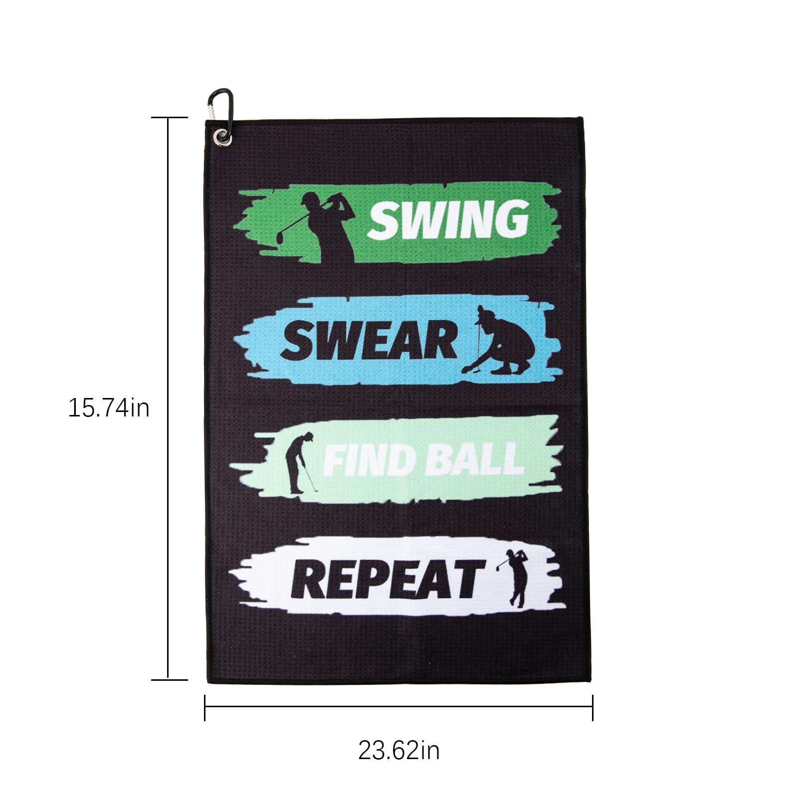 Premium Microfiber Waffle Embroidered Golf Towel with Clip - Funny Printed Golf Accessory for Men & Women - Perfect Golf Gift for Golfers & Fans - Small Green Towel for Golf Bags, Courses & Practice Sessions