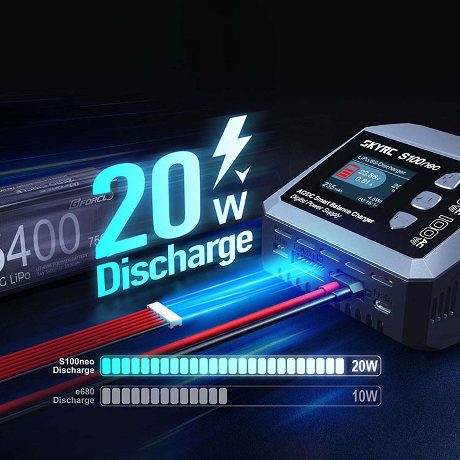 SKYRC B6ACneo S100 AC/DC Smart Charger for 1/14 1/8 1/10 1/12 1/16 RC Cars, Trucks & Drones - Fast Charging LiPo Battery (1S-6S) - Perfect for RC Hobbyists & Remote Control Vehicle Enthusiasts