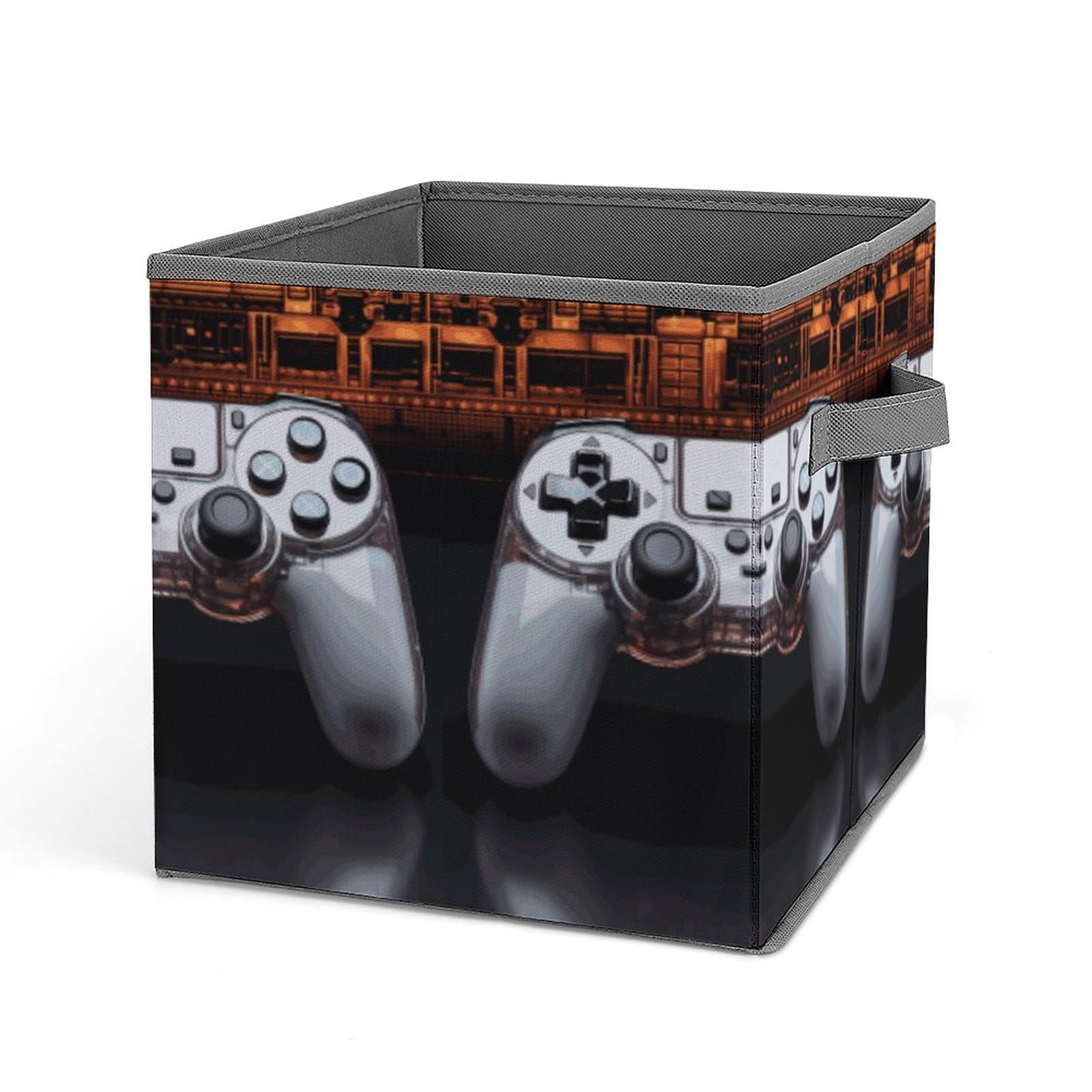Collapsible Storage Bins with Handles - Printed Game Controller Design Organizing Baskets for Toys, Electronics & Home Organization - Perfect for Bedroom, Playroom & Closet Storage