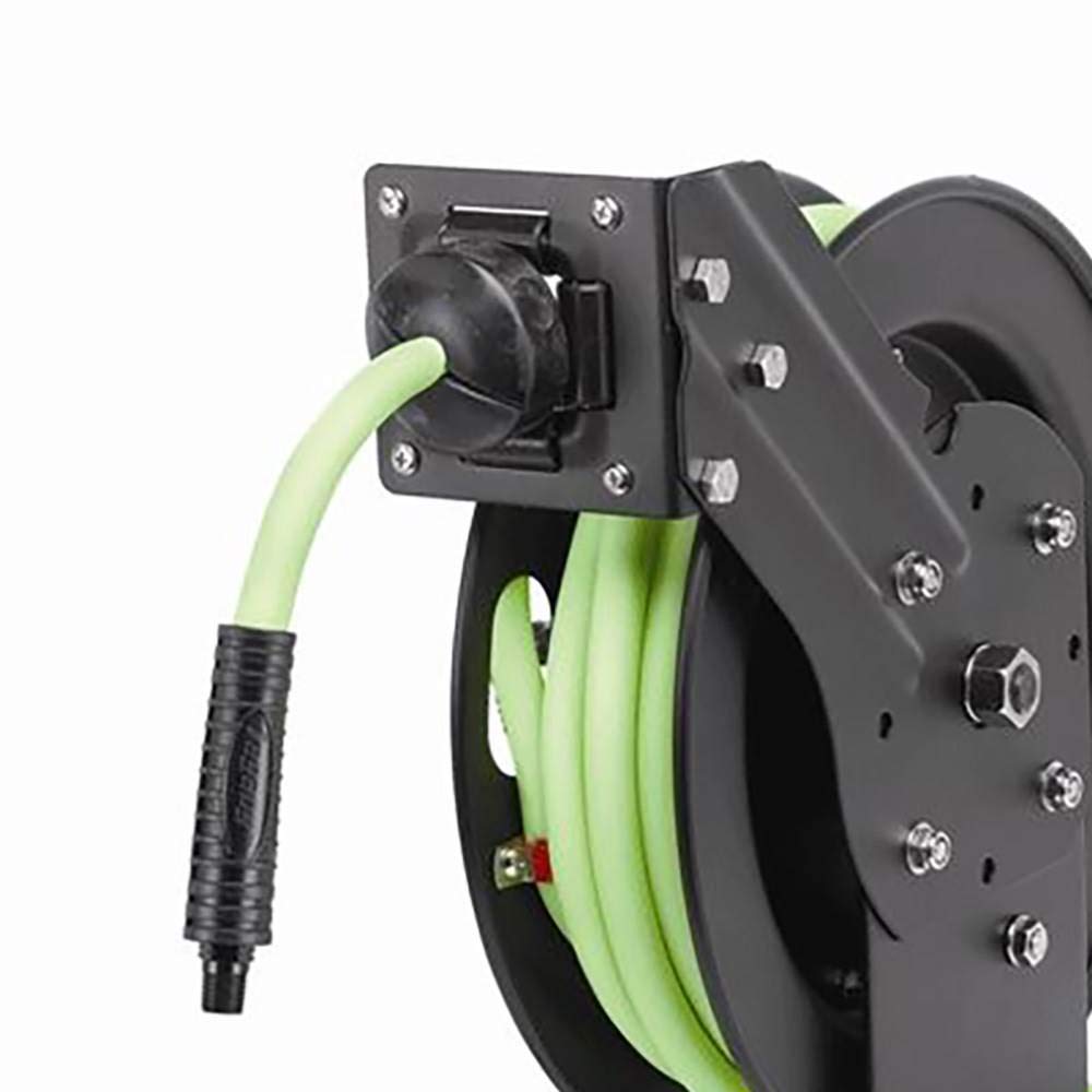 Flexzilla Open Face Retractable Air Hose Reel - 3/8 in. x 25 ft. Heavy Duty Lightweight Hybrid Air Hose with ZillaGreen - Perfect for Garage, Workshop & Industrial Use - Model L8603FZ