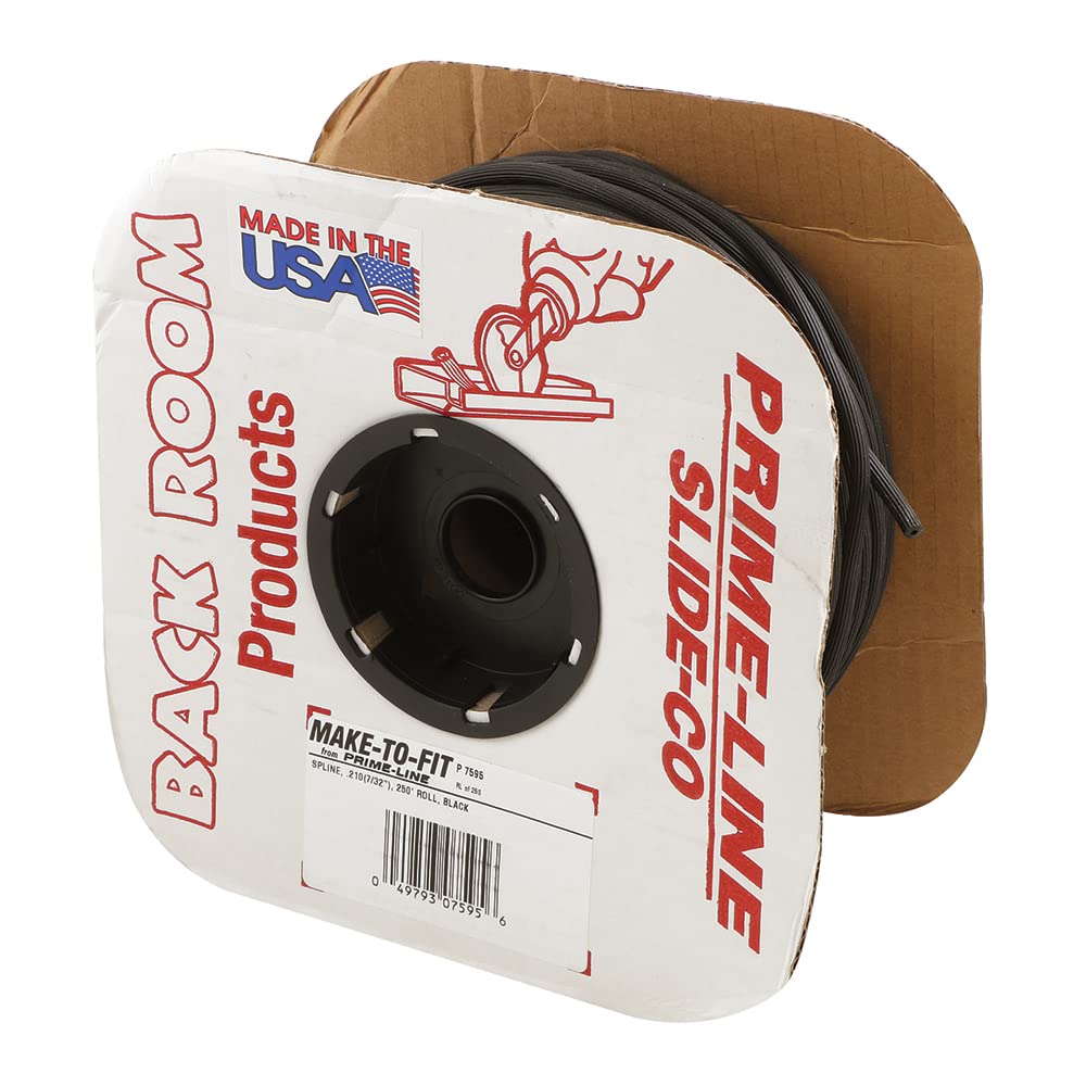 Prime-Line P 7595 0.21 Inch x 250 Feet Black Screen Spline Roll (1 Roll) - Perfect for Window Screen Repair and Replacement