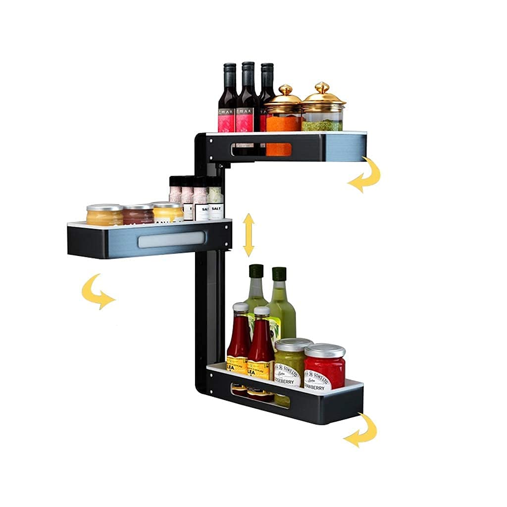 2-Tier Spice Rack Organizer - Wall Mounted or Door Mount Kitchen Storage Shelf for Spice Jars - Space Saving Solution for Cupboard, Pantry & Bathroom (Black/Silver) - Perfect for Small Kitchen Organization & Shower Corner Storage